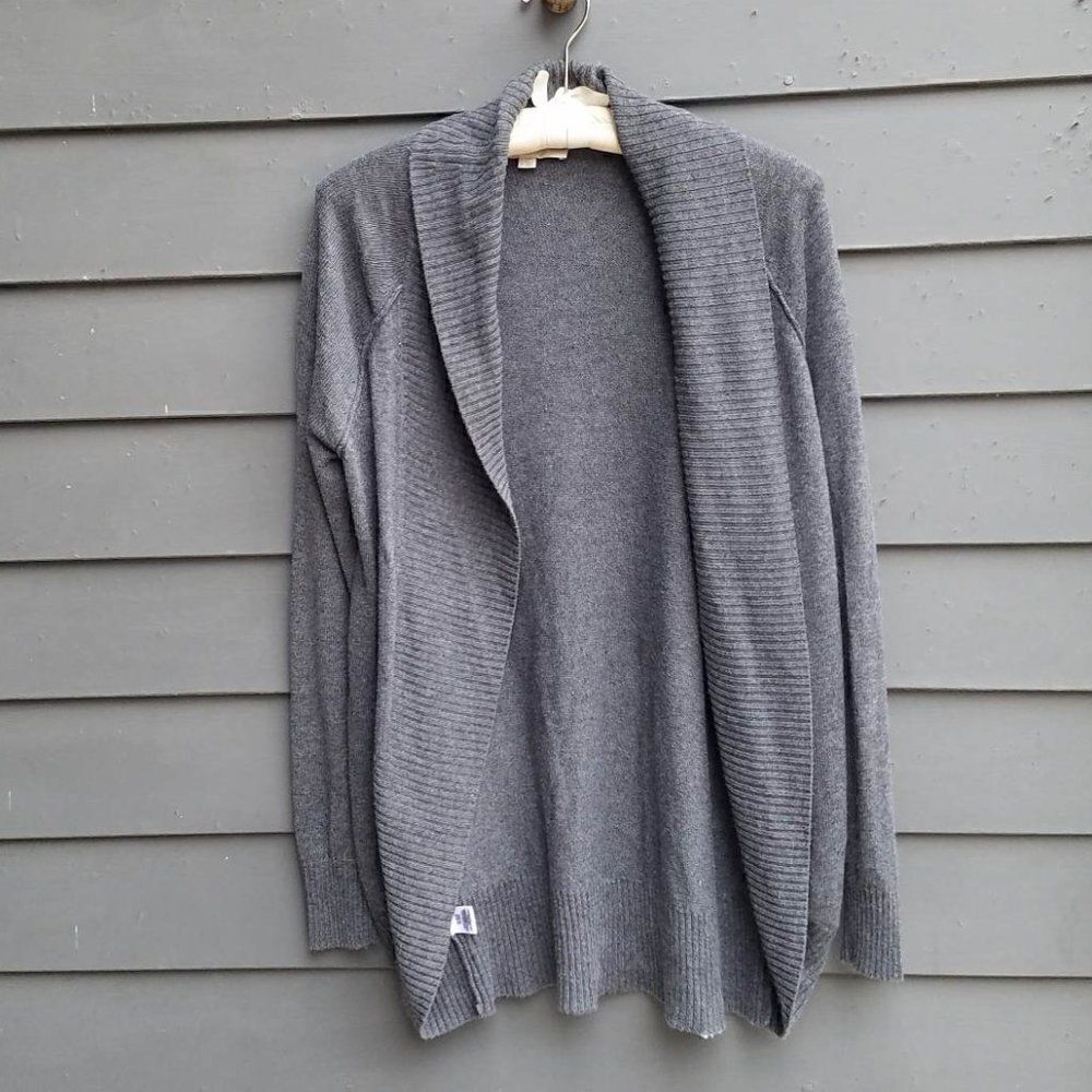 Loft Wool Blend Gray Open Front Cardigan Sweater size Medium
